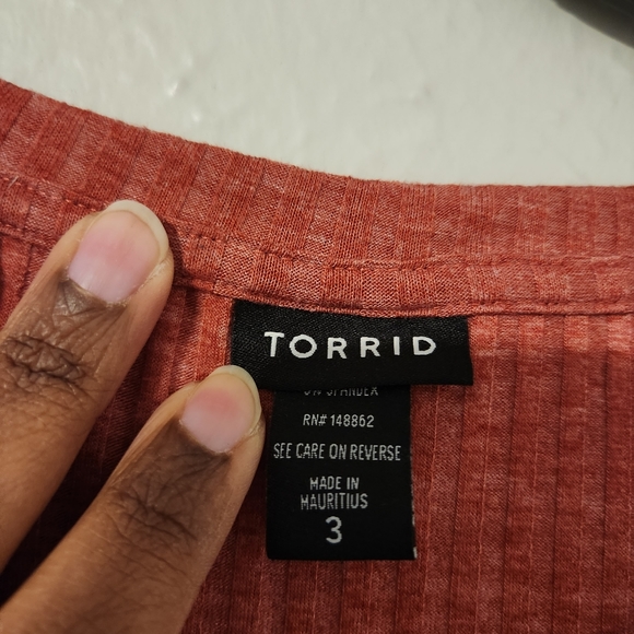 Torrid Orange Ribbed Tee - Picture 4 of 6